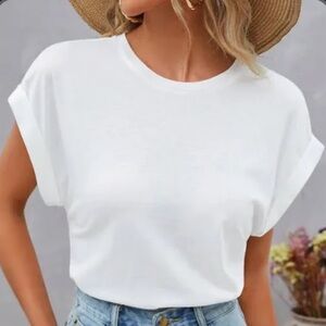 3/$25 SHEIN Classic White Tee Batwing Sleeve Round Neckline  Size XL